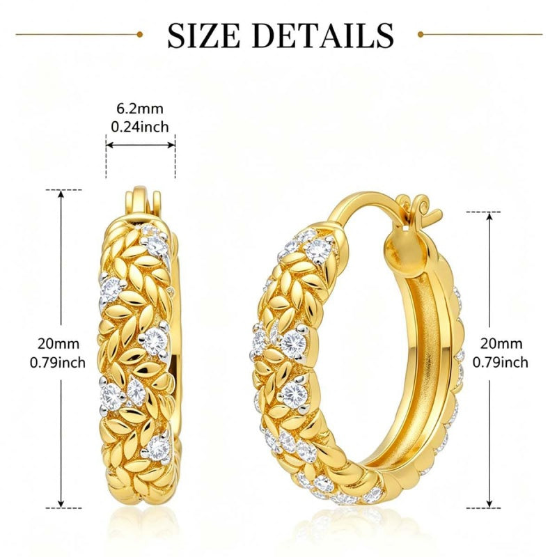 14K Gold Plated Hoop Earrings Jewelry Gift for Birthday Anniversary Mother's Day