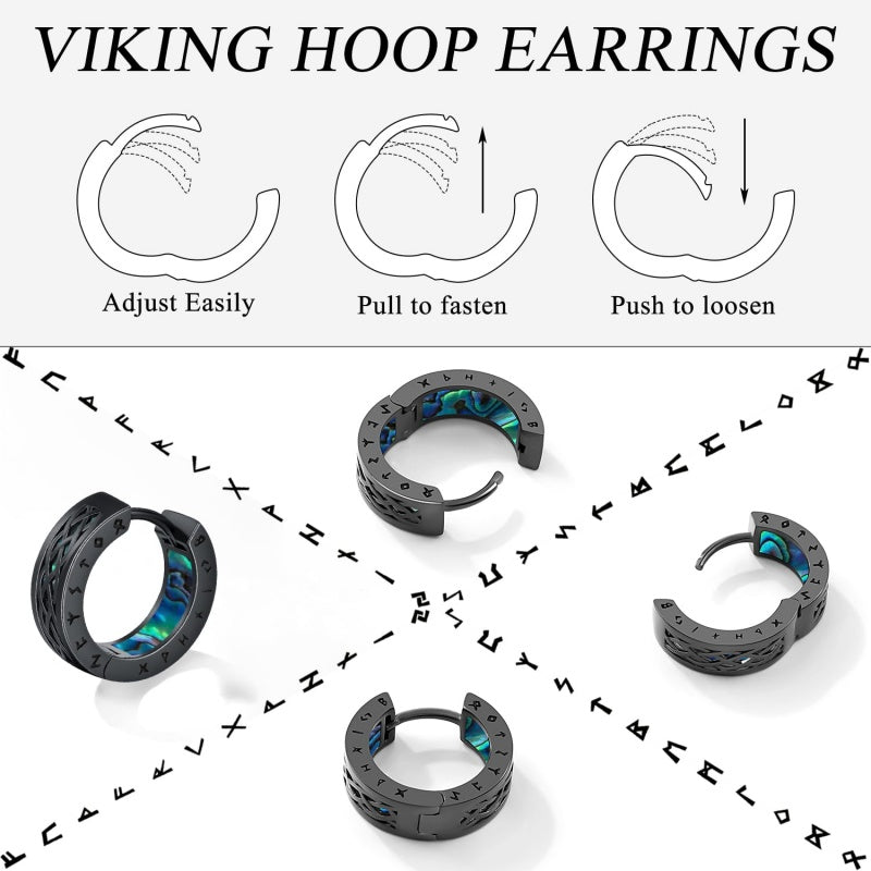 14K Gold Plated  Viking Hoop Earrings