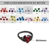 Sterling Silver Personalized Birthstone Punk Skull Bat Snake Ring Goth Jewelry for Halloween Birthday