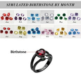 Sterling Silver Personalized Birthstone Punk Skull Bat Snake Ring Goth Jewelry for Halloween Birthday