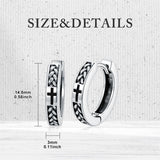 Sterling Silver Cross Celtic Knot Turquoise Hoop Earring for Men