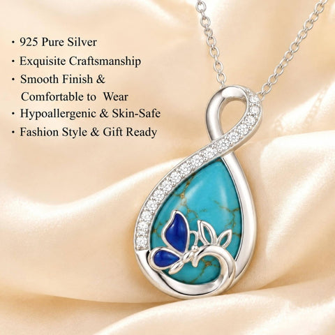 Sterling Silver Teardrop Gemstone Rose Butterfly Infinity Heart Necklace for Women