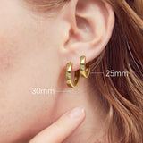 14K Gold Plated Wide-Band Profile Hoop Earring