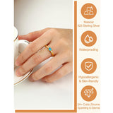 Sterling Silver Personalized 1 Birthstone Engraved Ring for Women