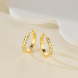 14K Gold Plated  Cubic Zirconia Dainty Hoop Earrings for Women