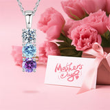 Copper Sterling Silver Personalized Simulated 1-6 Birthstones Family Pendant Necklace