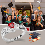 Copper Sterling Silver Personalized Birthstone High School College Class Ring Graduation Memorial Rings Gifts for Her