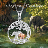 Sterling Silver Elephant with 1 2 3 Cubs Pendant Necklace