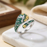 Sterling Silver Turquoise Hummingbird Butterfly Sunflower Adjustable Spoon Ring