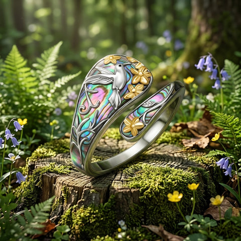 Sterling Silver Turquoise Hummingbird Butterfly Sunflower Adjustable Spoon Ring