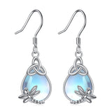 Sterling Silver Moonstone Dragonfly Animal Earrings