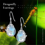 Sterling Silver Moonstone Dragonfly Animal Earrings