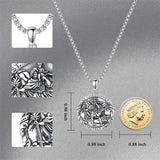 Sterling Silver Round Saint Christopher Pendant Necklace with Engraved Word for Men