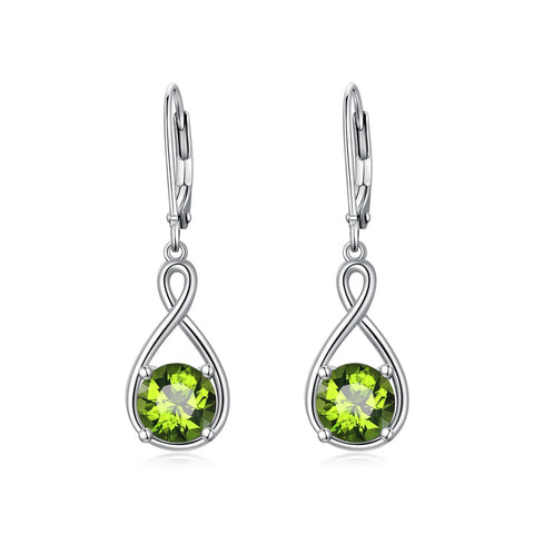 Dangle Drop Infinity Earrings 925 Sterling Silver Leverback Birstone Earrings 18K White Gold Jewelry for Women Girls