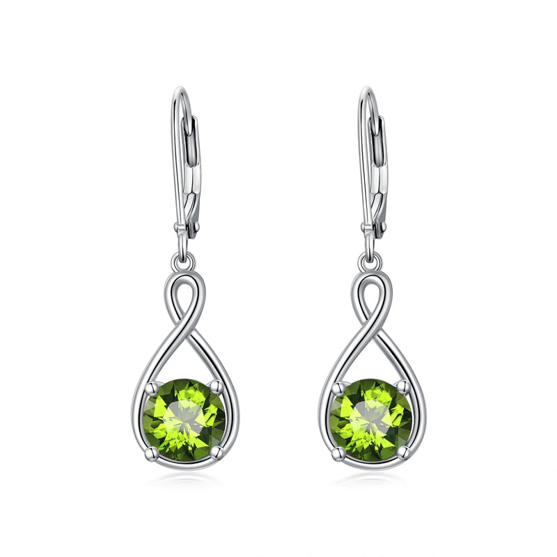 Dangle Drop Infinity Earrings 925 Sterling Silver Leverback Birstone Earrings 18K White Gold Jewelry for Women Girls