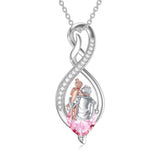 Sterling Silver Infinity Heart Birthstone Father Daughter Pendant Necklace