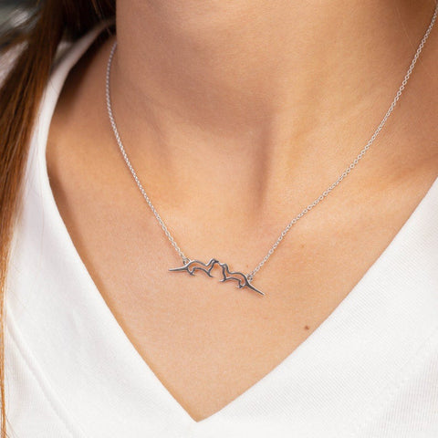 Sterling Silver Kissing Sea Otters Pendant Necklace