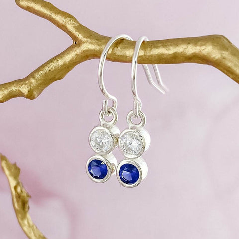 Sterling Silver Family Birthstone Dangle Earrings