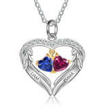 Sterling Silver Personalized Birthstone & Name Heart Shaped Pendant Necklace