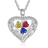 Sterling Silver Personalized Birthstone & Name Heart Shaped Pendant Necklace