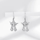 Sterling Sliver Highland Cow Stud  Dangle Earrings