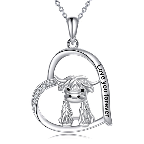 Sterling Silver Highland Cow Necklace