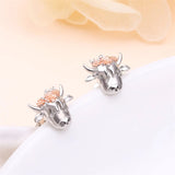 Sterling Silver Highland Cow Stud  Earrings