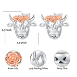 Sterling Silver Highland Cow Stud  Earrings