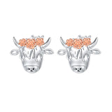 Sterling Silver Highland Cow Stud  Earrings