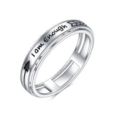 Sterling Silver Inspirational Spinner Ring Engraved With I Am Enough