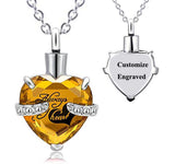 Stainless Steel Personalized Engraved Birthstone Heart-Shaped Month Urn Necklace for Ashes