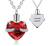 Stainless Steel Personalized Engraved Birthstone Heart-Shaped Month Urn Necklace for Ashes