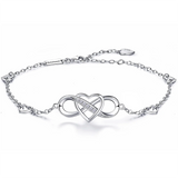 925 Sterling Silver Anklet for Women Infinity Heart Ankle Bracelet Love Charm Adjustable Gift for Women Girls