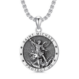 Sterling Silver St Michael St Christopher Pendant Necklace