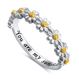 925 Sterling Silver You Are My Sunshine Daisy Ring Flower Ring