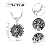 Sterling Silver St Michael Necklace for Men Women Catholic Medallions Jewelry