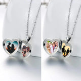 Sterling Silver Heart-shape Sunflower Photo Pendant Necklace