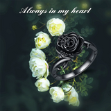 Sterling Silver Black Rose Flower Urn Ring for Ashes