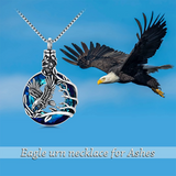 Sterling Silver Circle Crystal Eagle Urn Necklace for Ashes