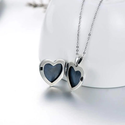 Sterling Silver Heart-shape Sunflower Photo Pendant Necklace