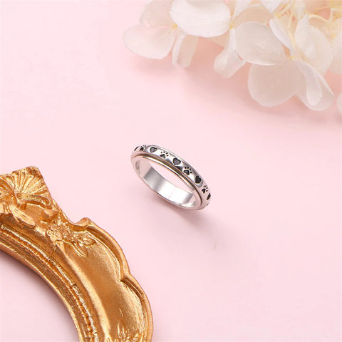 Sterling Silver Cat Pet Paw Turtle Bunny Cross faith heart Stress Relieving Spinner Ring