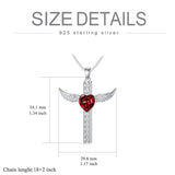 Cross Urn Necklaces for Ashes for Women S925 Sterling Silver Wing Cross Memorial Keepsake Urn Pendant with Heart Crystal