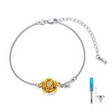 Sterling Silver Rose Flower Urn Bracelet for Ashes