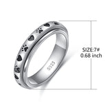 Sterling Silver Cat Pet Paw Turtle Bunny Cross faith heart Stress Relieving Spinner Ring