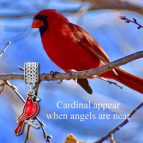 Sterling Silver Red Cardinal Bird Charm Beads