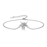 Sterling Silver Birthstone Highland Cow Single Layer Anklet