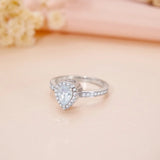 Sterling Silver Teardrop CZ Urn Rings for Ashes