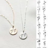 Sterling Silver Personalized Birth Flower Hummingbird Pendant Necklace