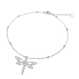 Sterling Silver Birthstone Dragonfly Butterfly Anklet & Irish Single Layer Anklet