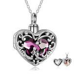 Rose Locket Ashes Necklace Urn Necklace for Women Heart Crystal Cremation Necklace for Ashes Cremation Jewelry